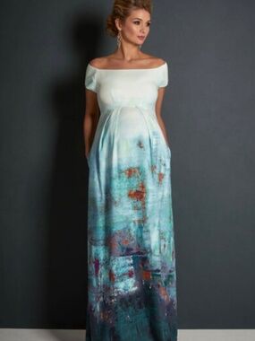 Tiffany Rose ARIA OFF SHOULDER FULL LENGTH MATERNITY GOWN WITH POCKETS